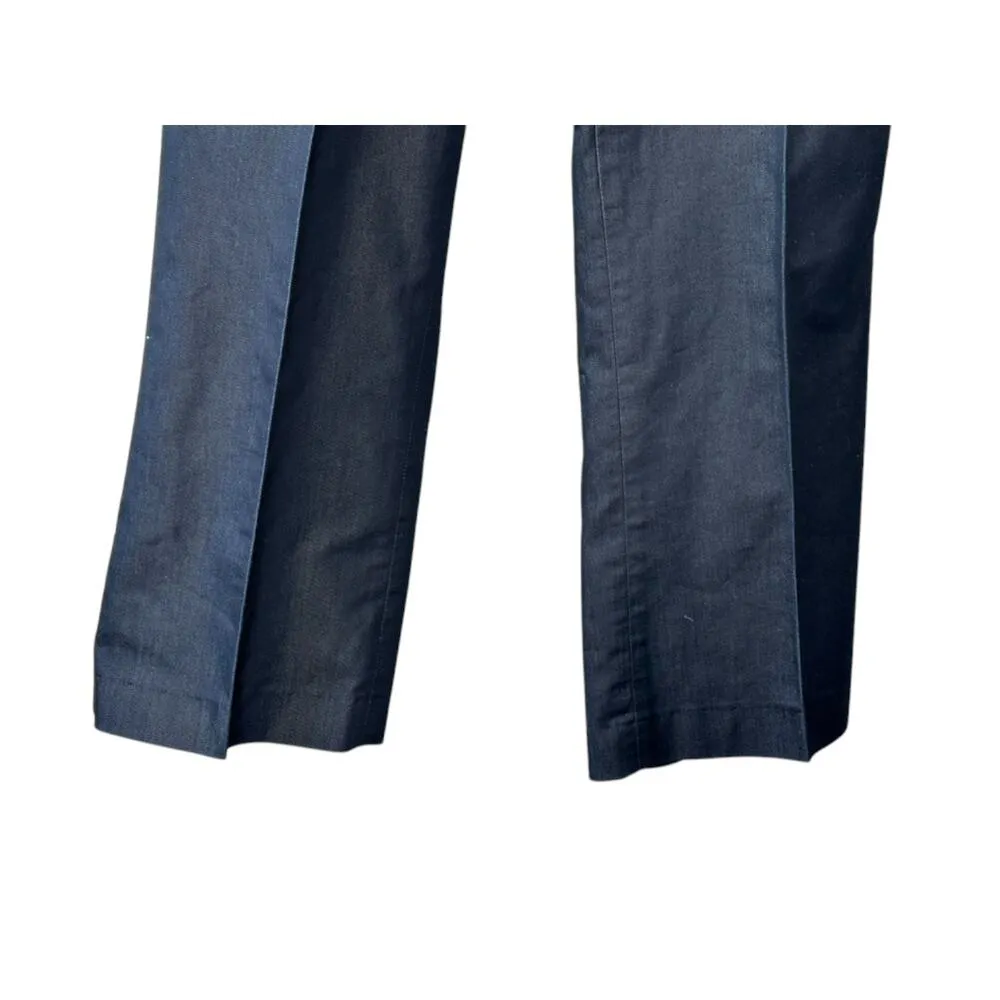 Willi Smith Blue w/ White Faux Belt Flat Front Straight Fit Ankle Length Pants 6 - Image 3