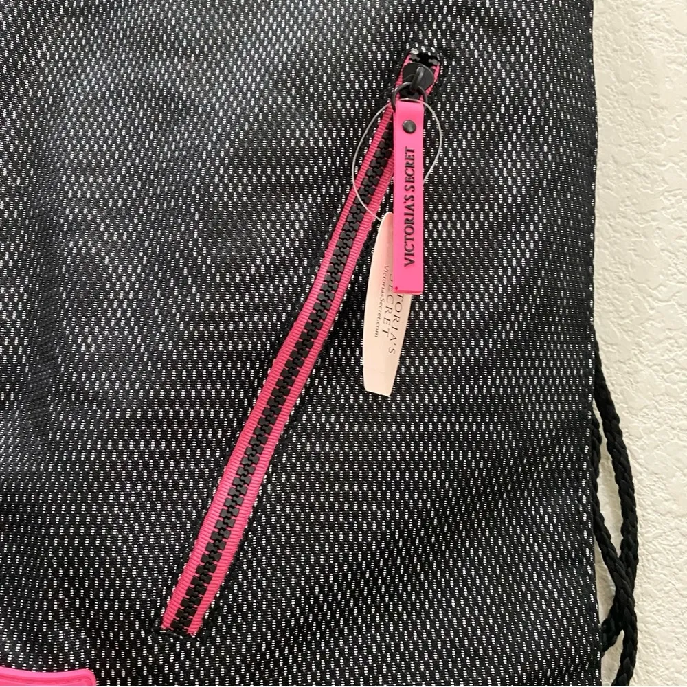VSX VICTORIA’s SECRET Sport Black/Pink Mesh Drawstring Gym Bag Backpack NWT - Image 5