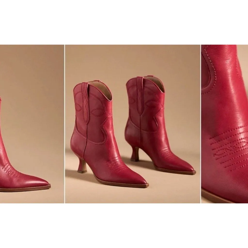 Dolce Vita Women's Size 8.5 Angel Western Cowboy Boots Booties Love Bright Red - Image 3