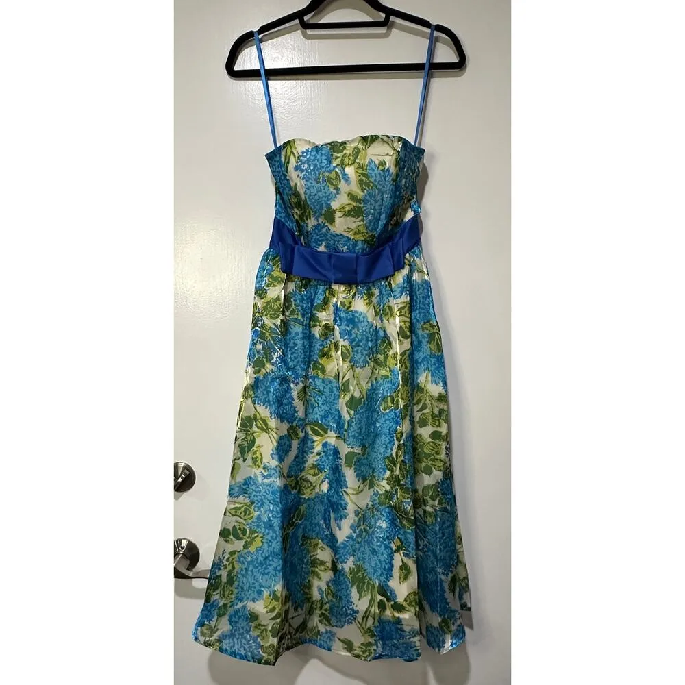 Flora Bea NYC Sia Dress Size Small NWT Blue Antigua Island Green Strapless - Image 2