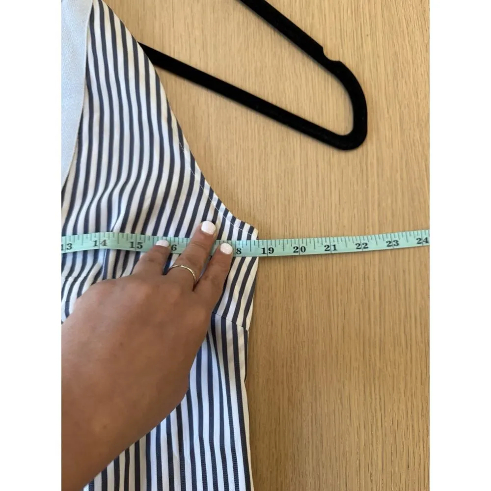 STS Woven Band Collar Split V-Neck Sleeveless Contrast Trim Tunic Shift Dress M - Image 11