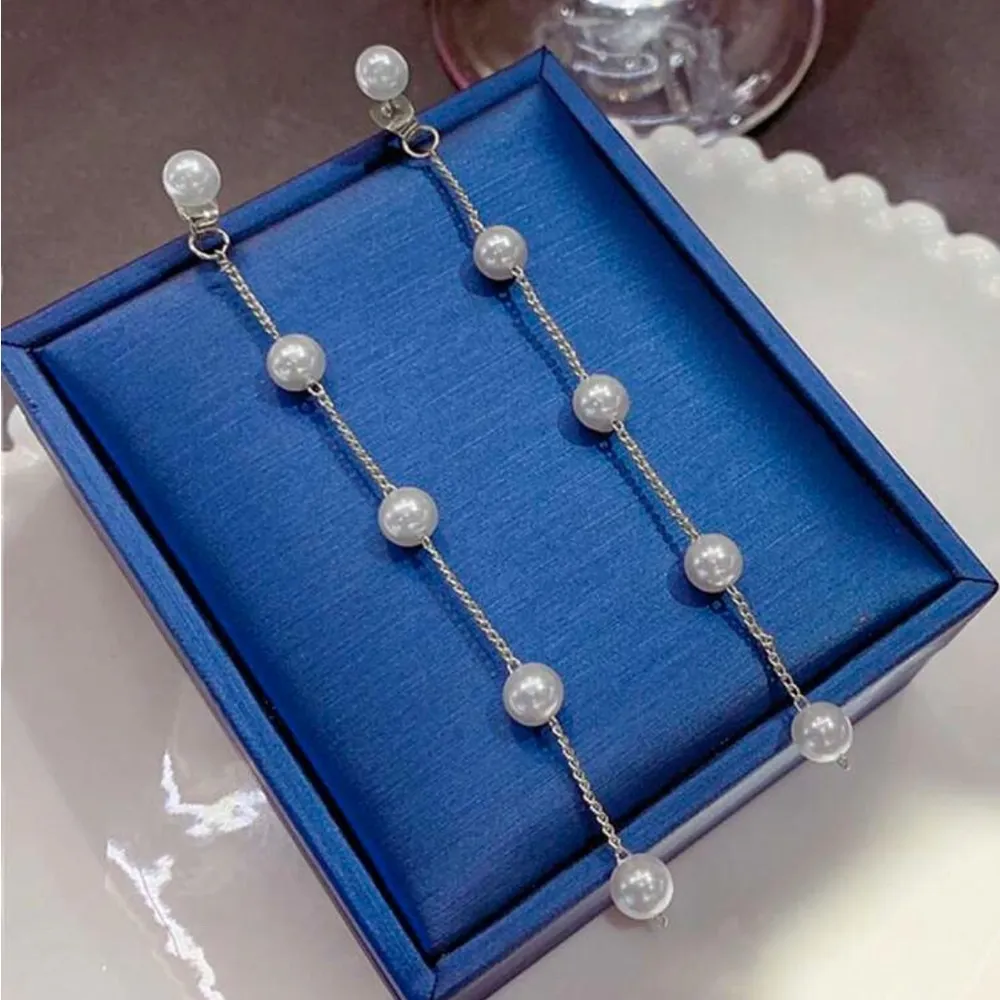 Chic Silver Faux Pearl Drop Earrings​ - Image 5