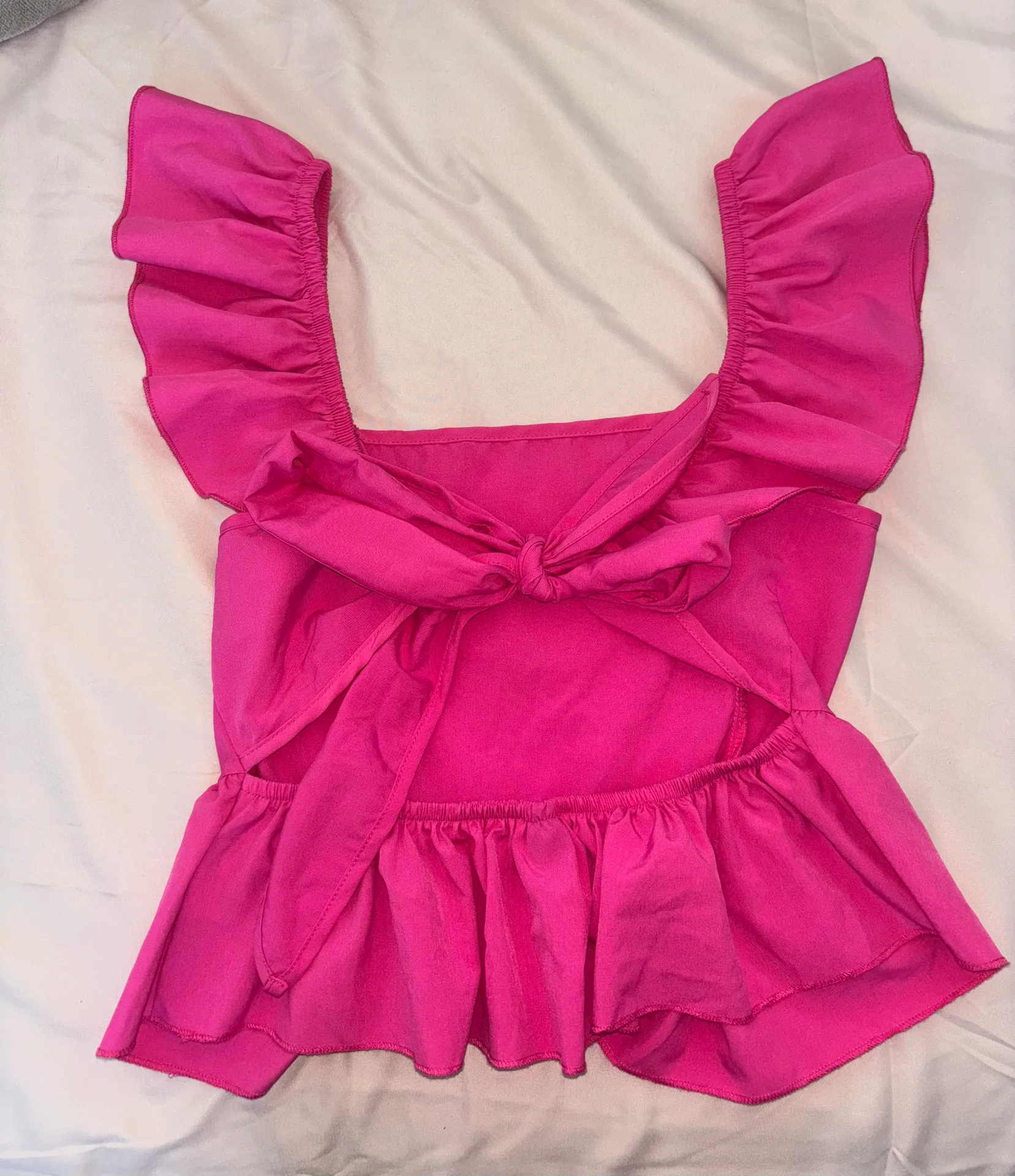 Pink ruffle tie back top - Image 2
