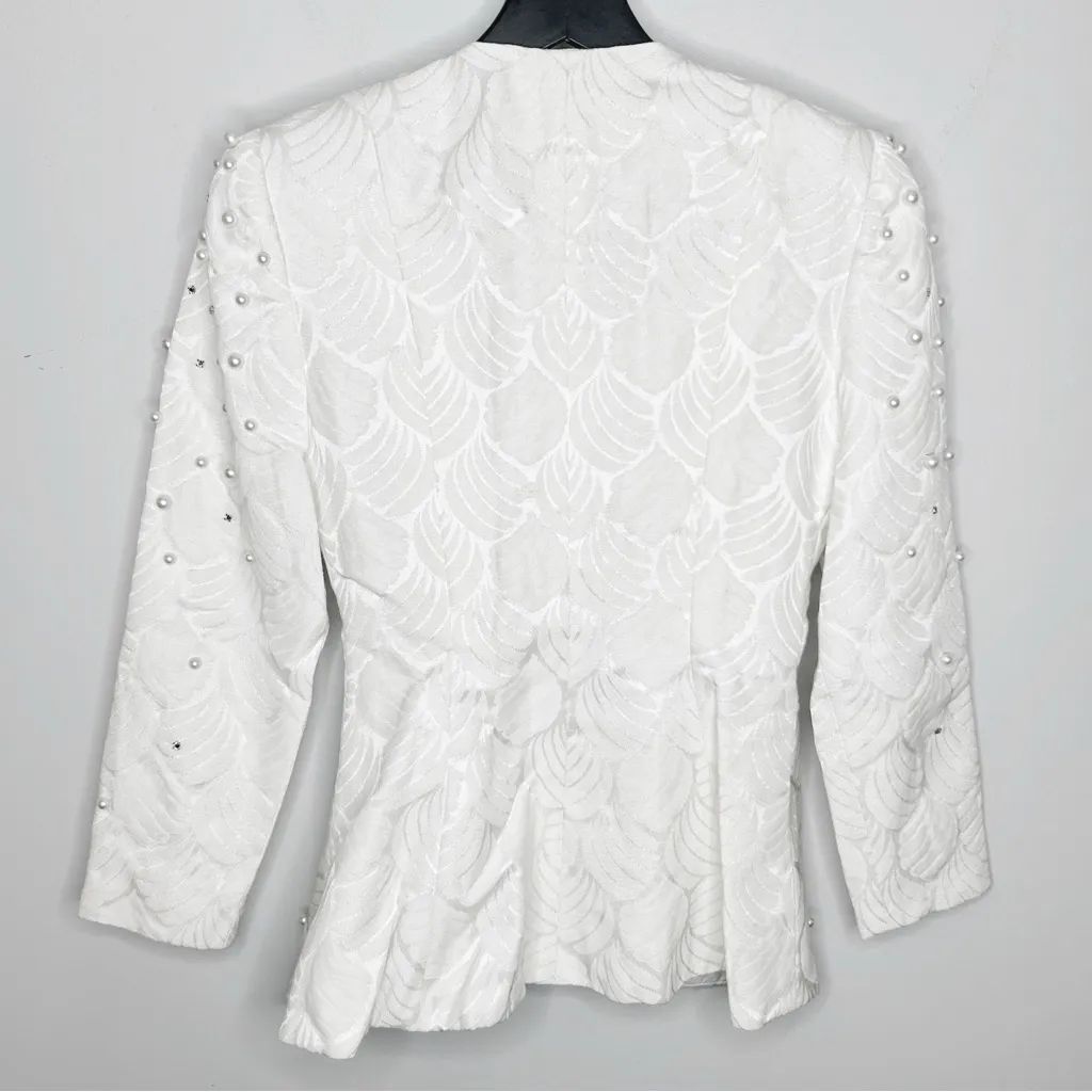 Saks Fifth Avenue After Five by Julie Duroche Vintage White Sparkle Suit Size 4 - Image 6