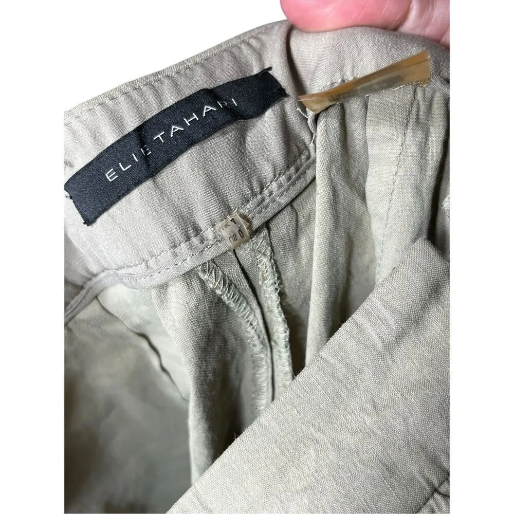 Elie Tahari Linen Blend Wide Leg Tan Pants  Women's Size‎ 0 - Image 9