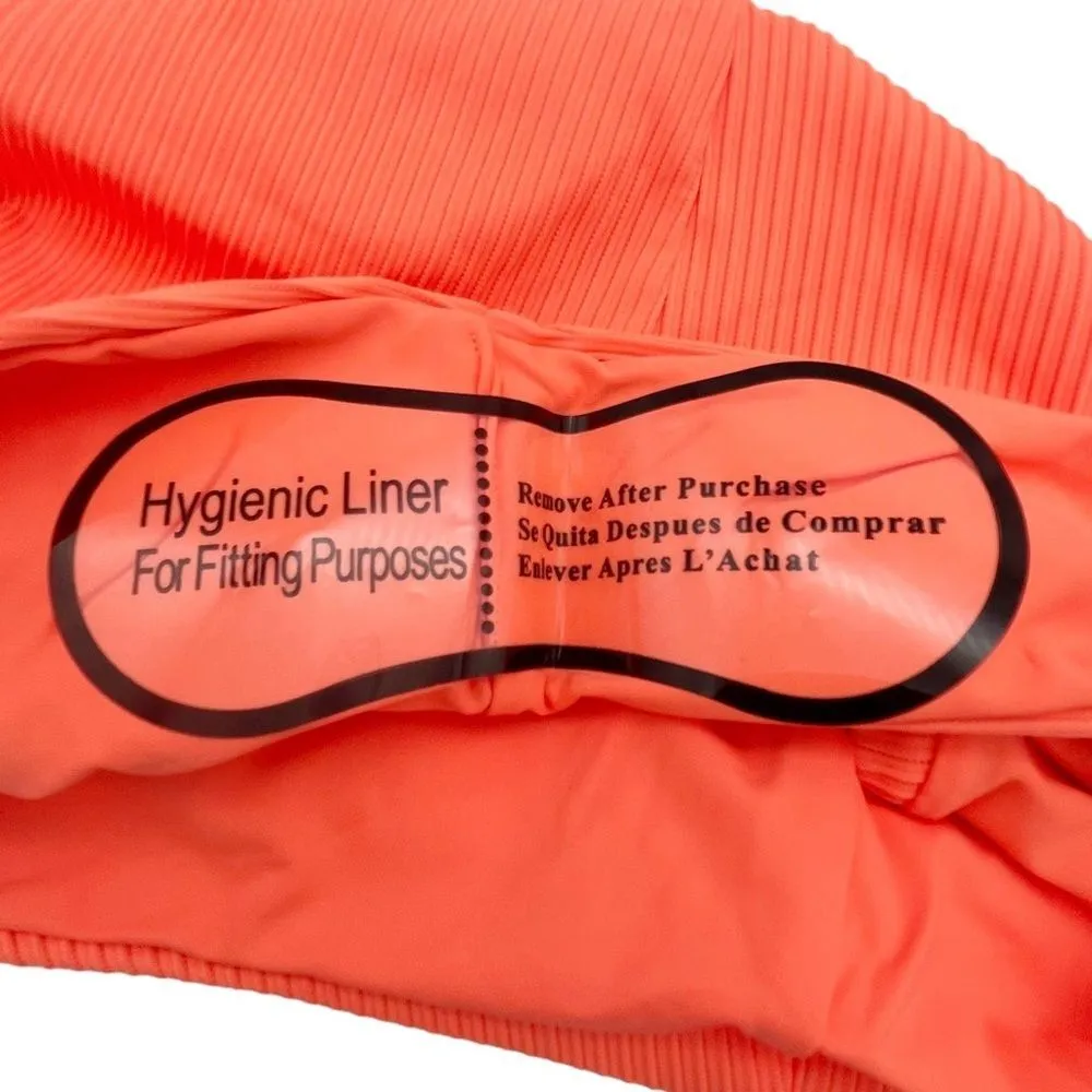 NWT TiniBikini Ribbed Two Piece Set Zipper Swimsuit Tangerine Orange Size Medium - Image 11