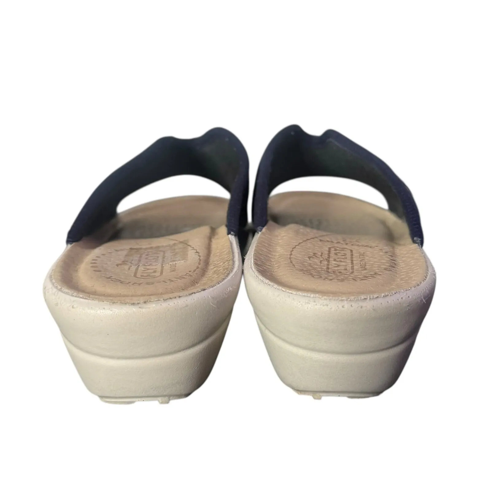 Fly Flot Womens Size 40 US 9 Blue Mesh Slip On Wedge Mule Sandals Open Toe - Image 5