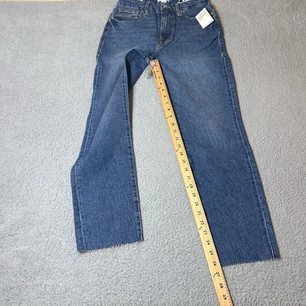 Good American Jeans Womens 6/28 Blue Good Classic Hi-Rise Raw Hem Slim Fit‎ NEW - Image 11