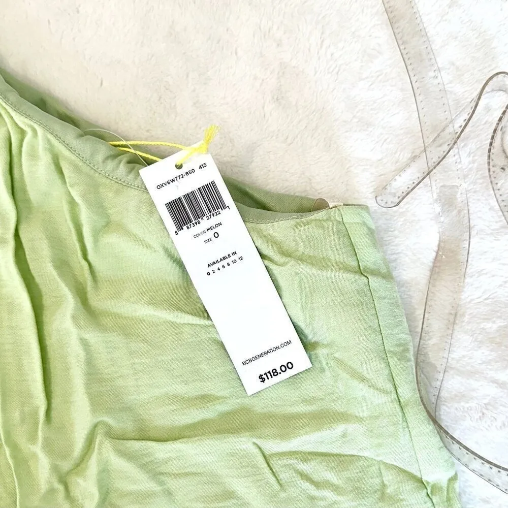 NWT BCBGeneration Melon Ruffled One Shoulder Dress w/Transparent Belt - Size 0 - Image 5