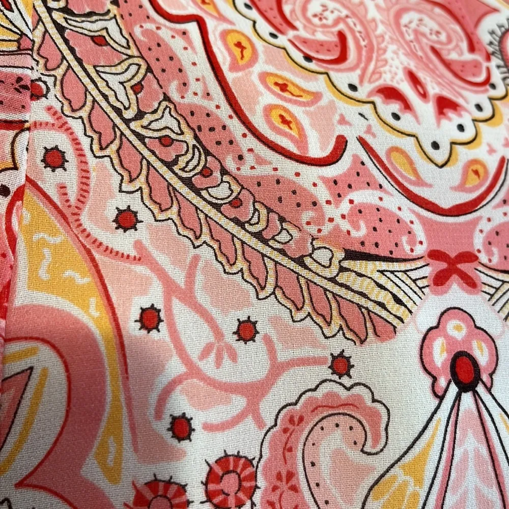 Kasper 70s Boho Pink Floral Paisley Fully Lined Side Zip Skirt Sz 8 - Image 7