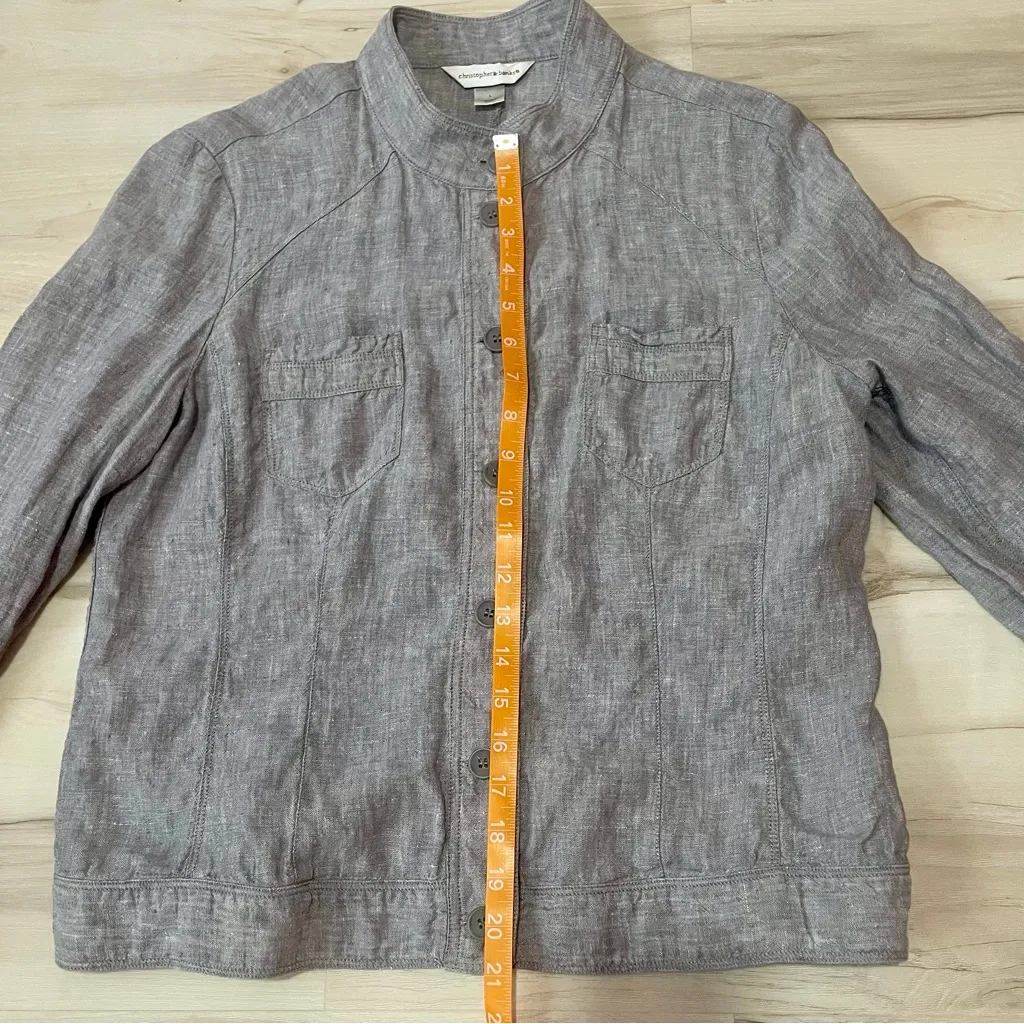 Christopher & Banks 100% Linen Jacket Button Down Shirt Size Large Preppy - Image 12