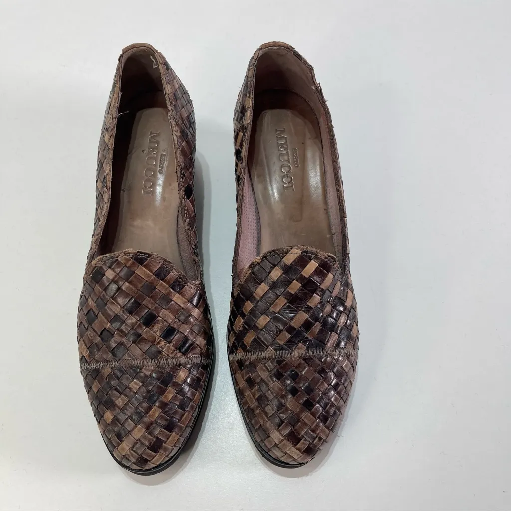 Sesto Meucci Woven Leather Loafers Women Shoes 7.5 Cottage Core Preppy Bohoemian Brown - Image 2