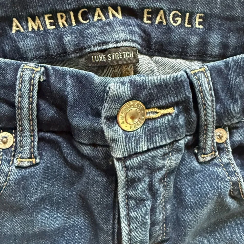 American Eagle Womens Luxe Stretch Distressed Skinny Jeans Size 4 Regular Blue - Image 2
