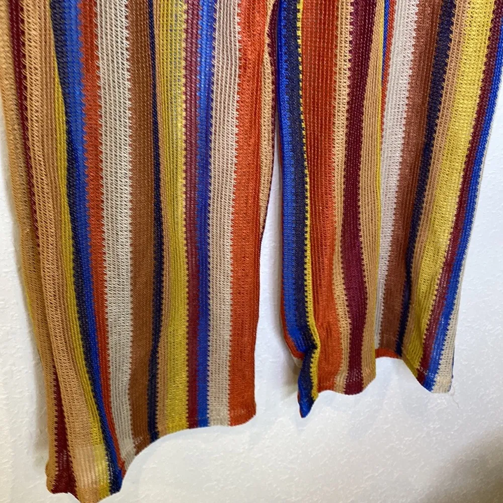 Sweet Rain Striped Wide Leg Colorful Sheer Pants w/ Shorts Lining NWT Sz XL - Image 2