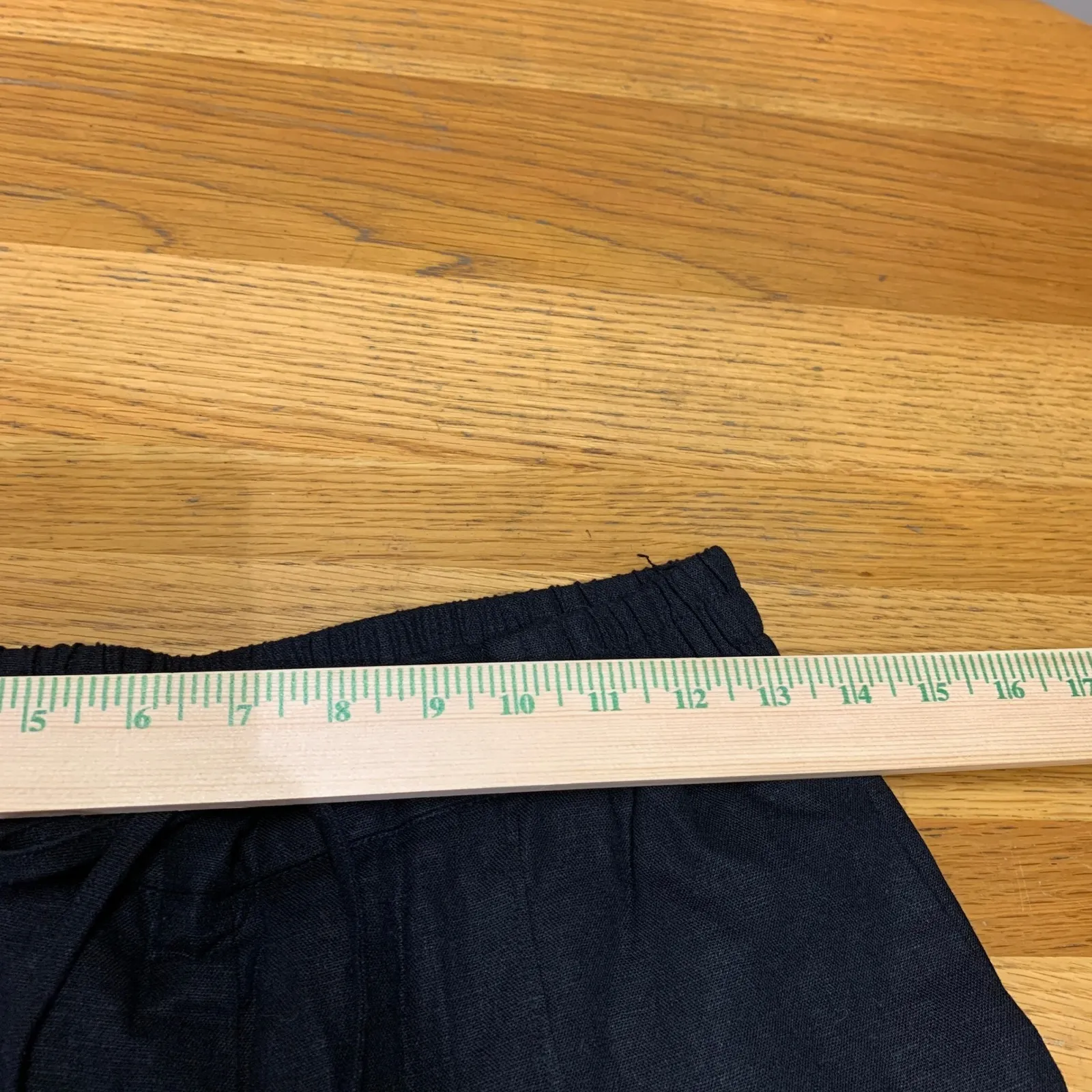 NINE WEST Womens Size XS Crop Pants Black Linen Blend Wide Leg Drawstring Waist - Image 3