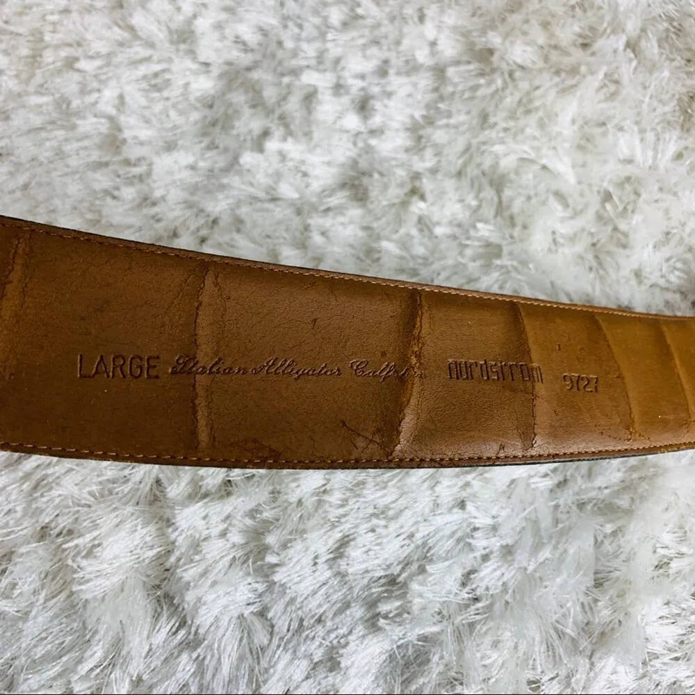 Nordstrom Brown Alligator Calfskin Wide Belt Sz Large - Image 4