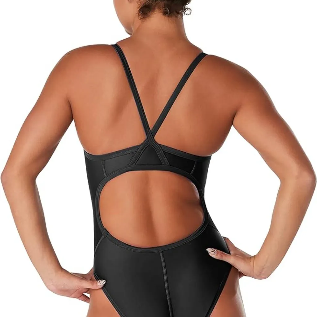 Speedo Training Swimsuit Athletic Pro LT Flyback Solid Black Size 28 NWT #6011 - Image 3
