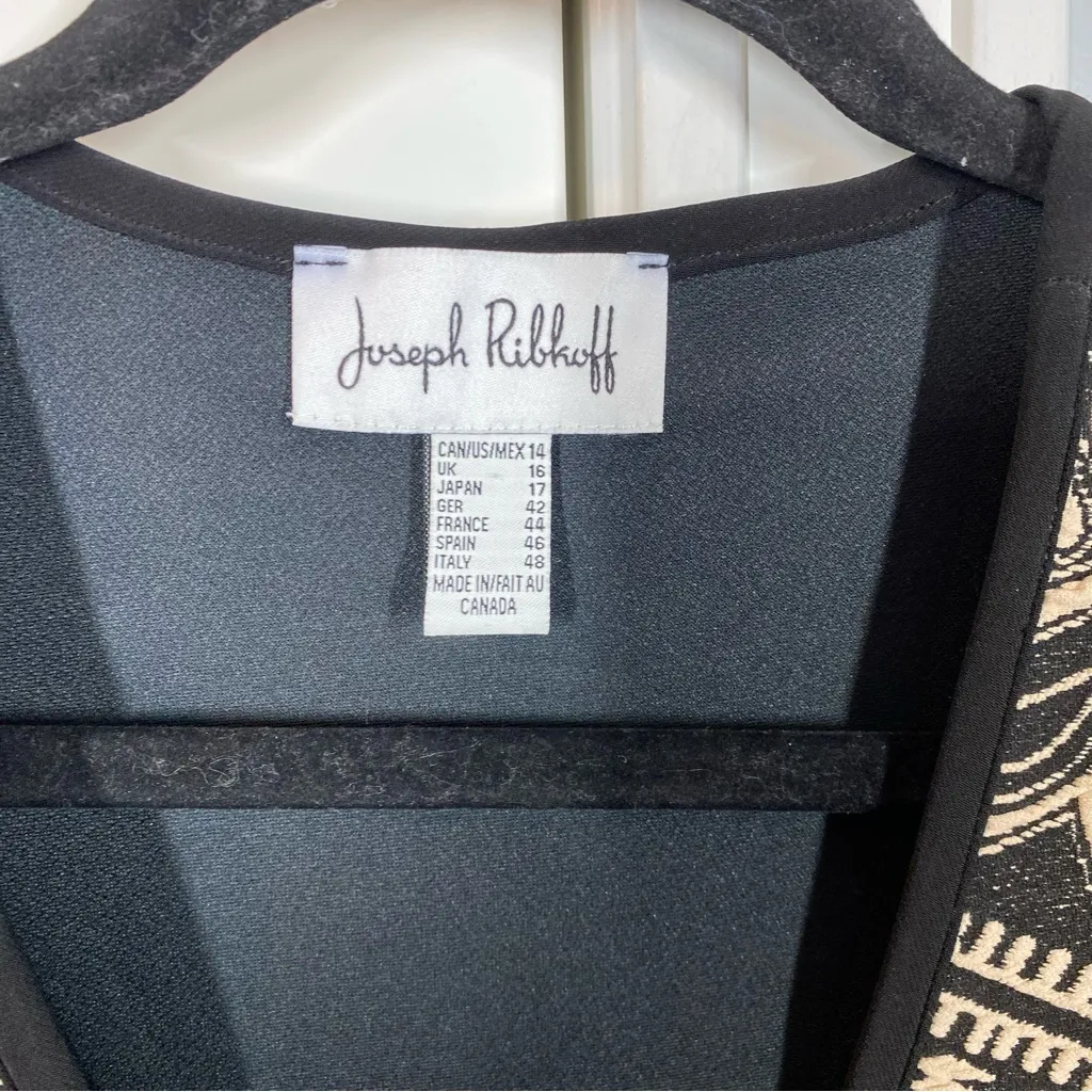 Joseph Ribkoff Cool Print Jacket Cover Up Black size 14 art to wear lagenlook - Image 3