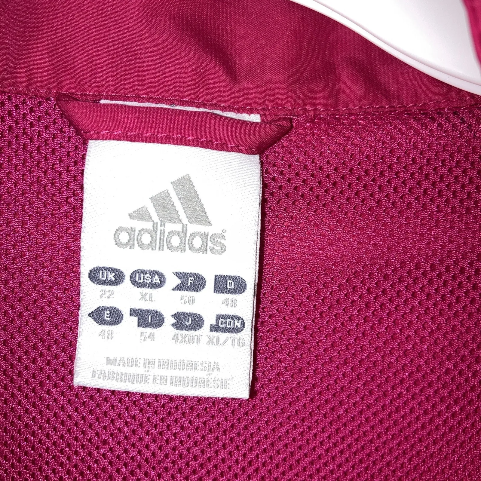 Adidas Track Jacket Women XL Pink Red 3 Stripe Jogger Windbreaker Reflective Zip - Image 9