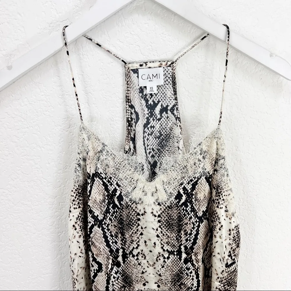 Cami NYC The Racer Charmeuse Snake Tank Top Silk XS - Image 5