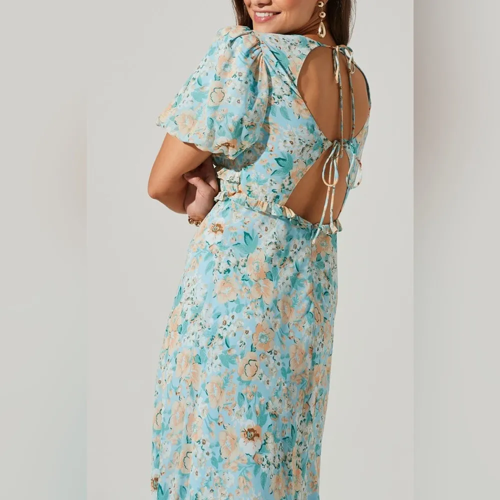 ASTR Esperanza Floral Back Cutout Midi Dress - Image 3
