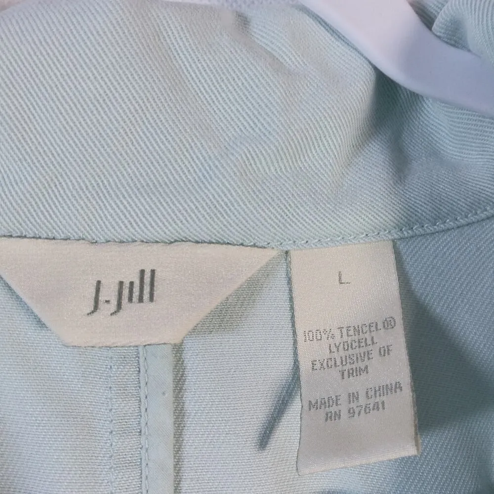 J. Jill Teal Lyocell Casual Jacket Minimalist Simple Size L Blue Size L - Image 3
