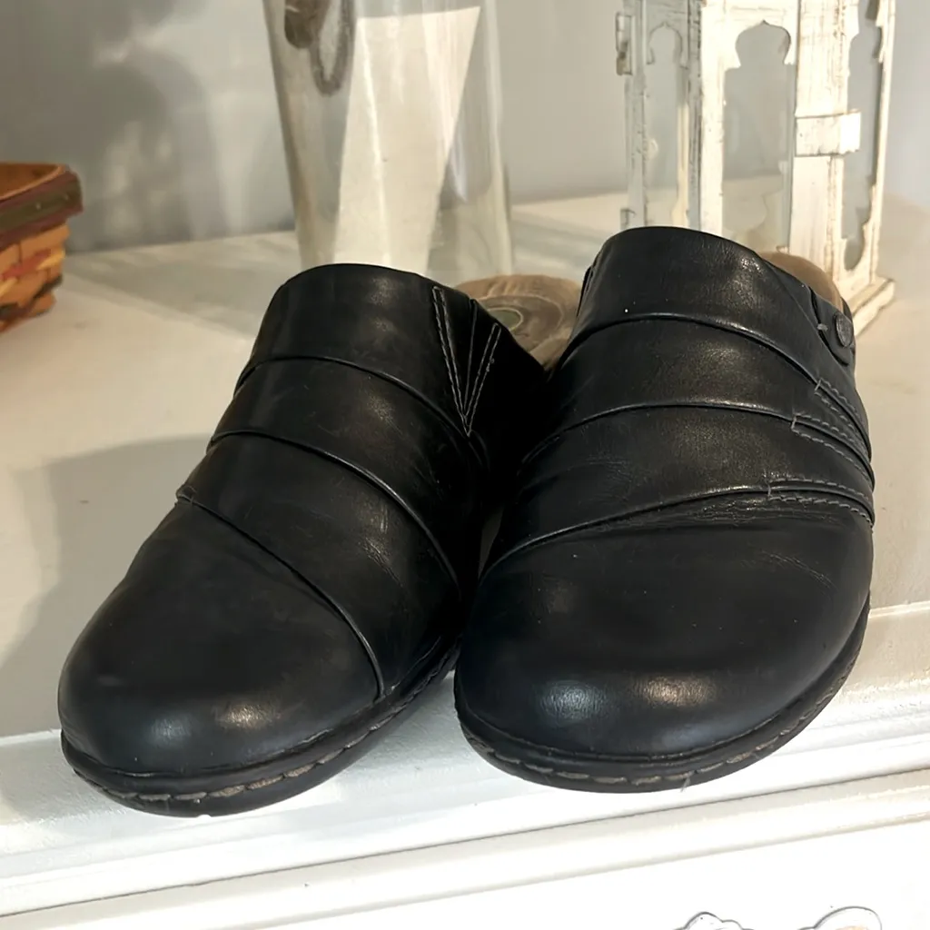 Black Leather Clogs Mules Slides - Image 7