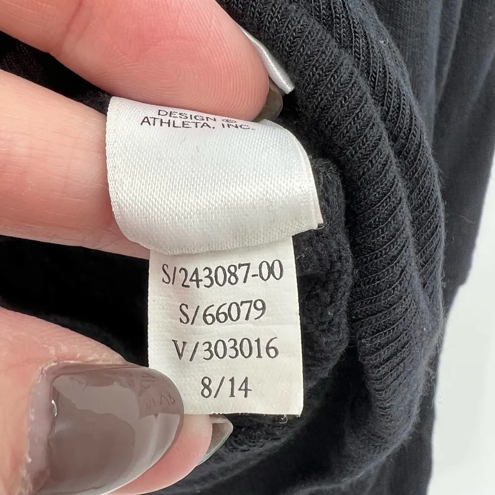 Athleta Black Zip Shoulder Boat Neck Pullover Women Modal Blend Sweatshirt Small - Image 3