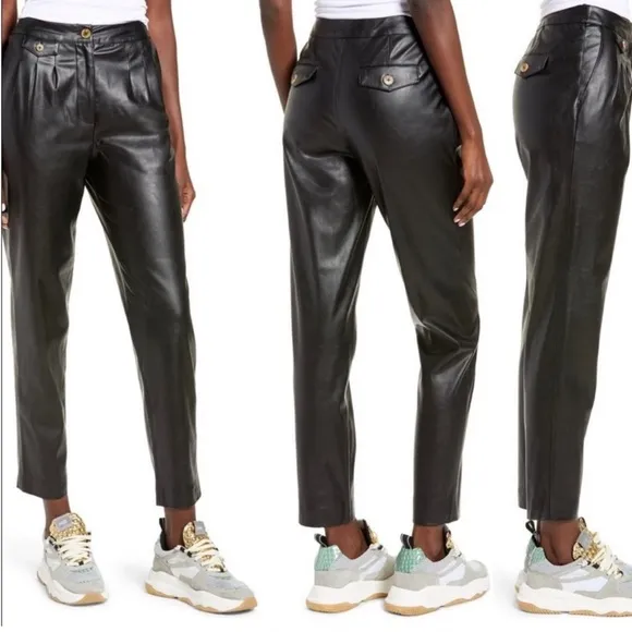 BLANKNYC Faux Leather Pleated Trousers - Black - Size 27 - Image 2