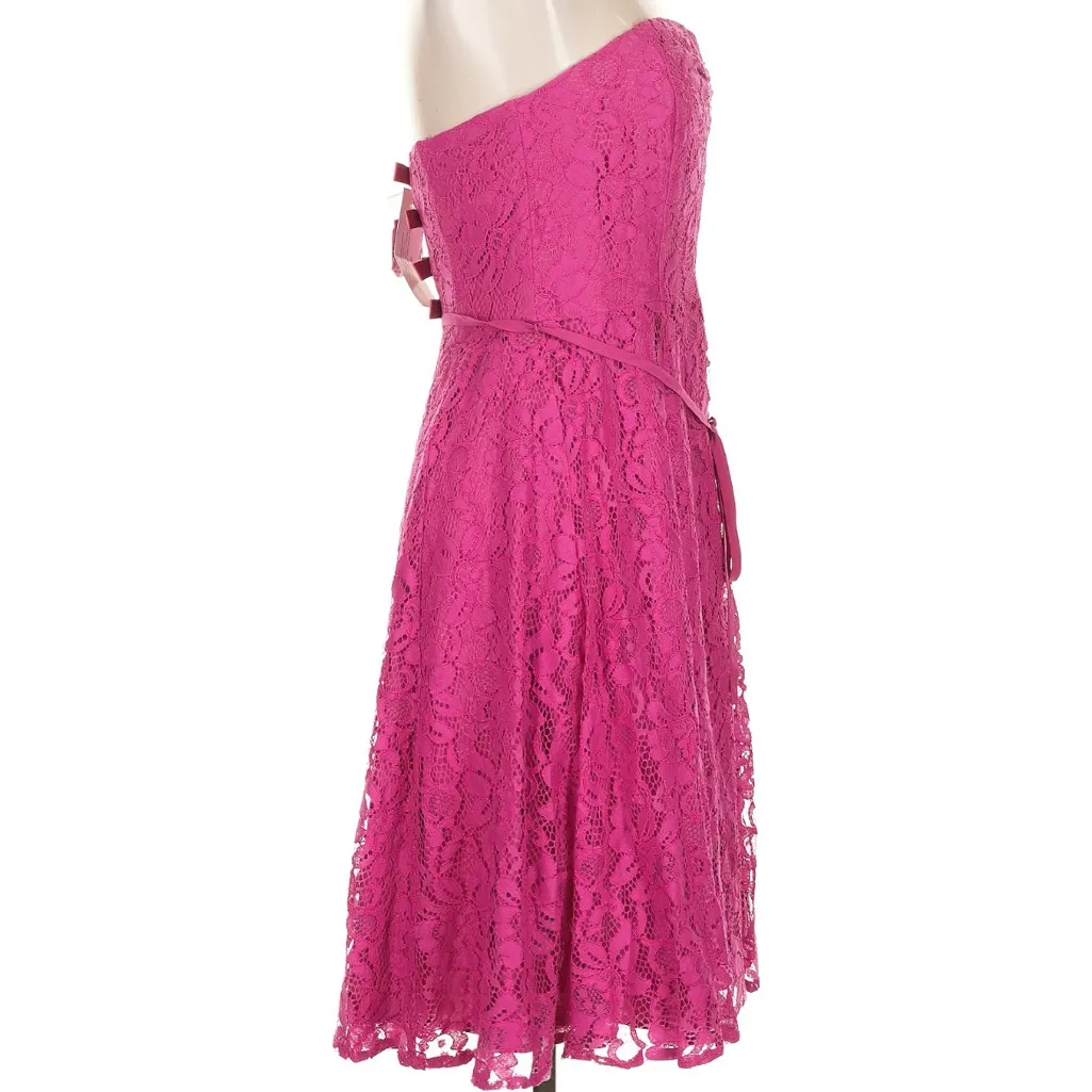 Eva mendes strapless lace dress bow detail fuchsia hot pink size 8 NWT - Image 4