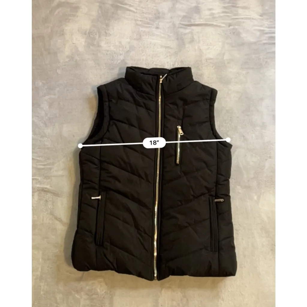 Women's Wantdo Black Puffer Vest with Gold Zippers M Size M - Image 7