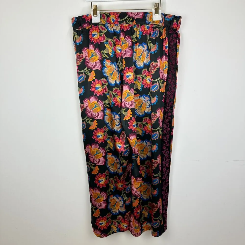Johnny Was Sidonia Silk Lounge Pant Pull On Floral Embroidery Resort XXL NWT - Image 7