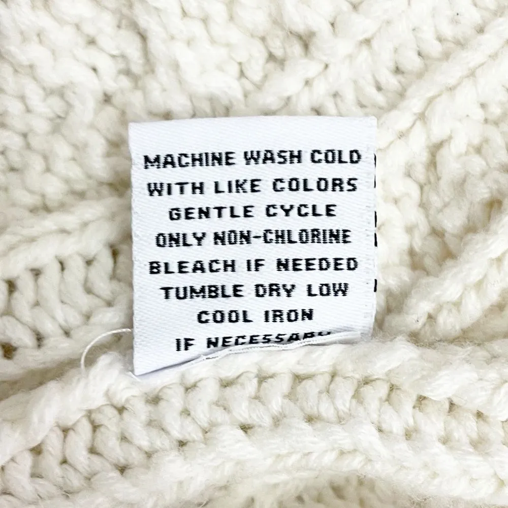 525 America Cable-Knit Polo Cropped Relaxed Sweater in Ivory Chalk Size Large - Image 12