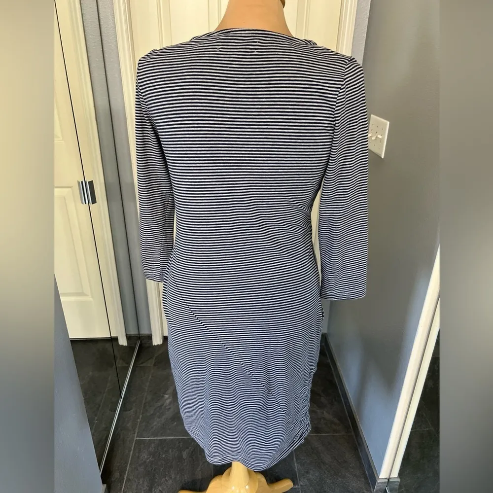 Betabrand 30 Day Striped 3/4 Sleeve Ruched‎ Travel Dress - Image 5