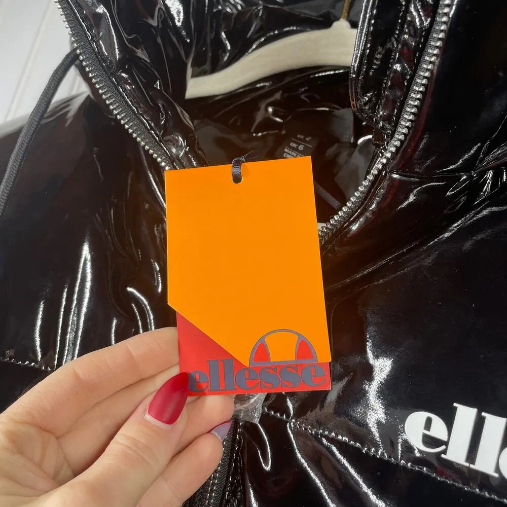 NWT Ellesse Women's Black Full Zipped Puffer Jacket Size 2 - Image 4