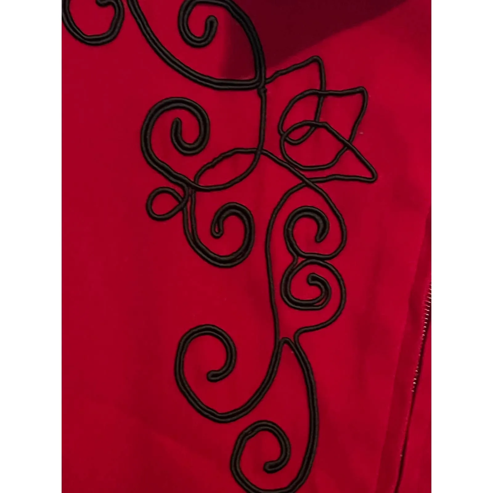 Notations  Woman‎ Red Zipper Felt Jacket Black Embroidered Design Size 2X - Image 6