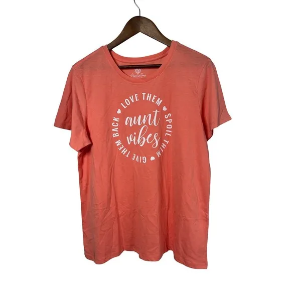 NWT Positive Tees Women 2X Auntie Vibes Graphic Orange T - Image 2