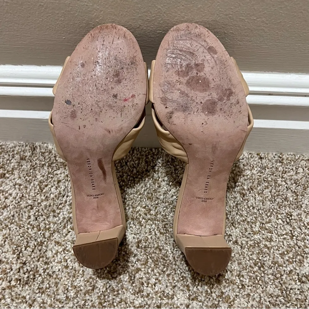 Veronica Beard Ganita Leather Knot Front Slip on High Heel Sandals Nude Size 6 - Image 11