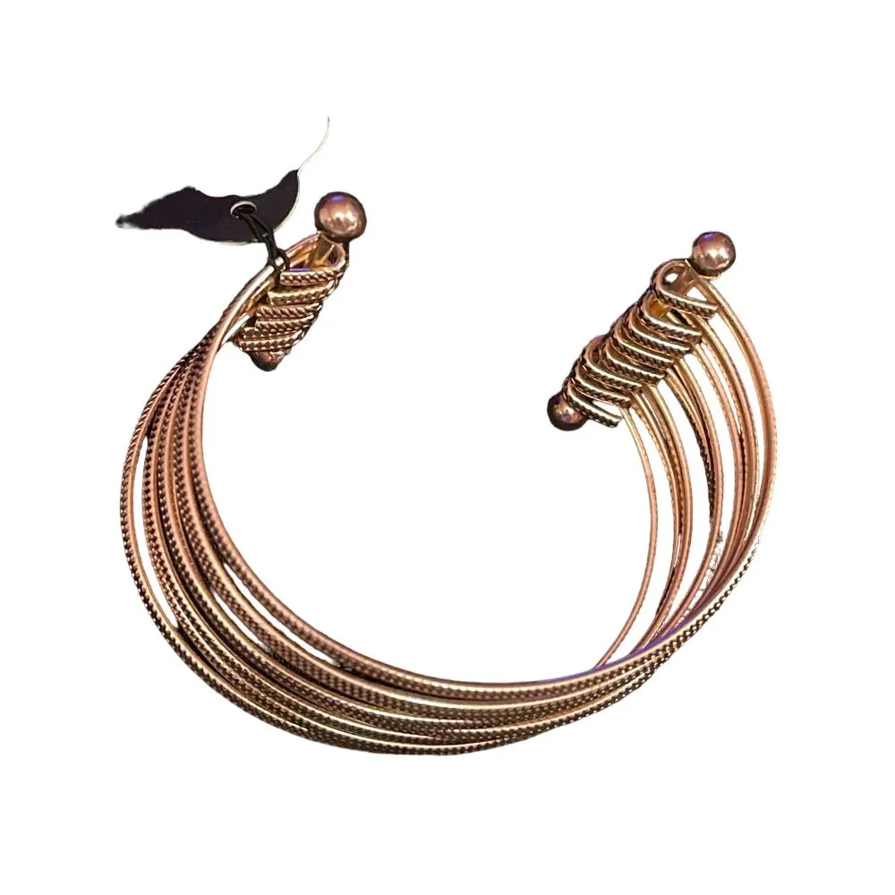 Elegant Copper-Tone Multi-Strand Cuff Bracelet Boho Chic Statement‎ Jewelry R-20 - Image 2