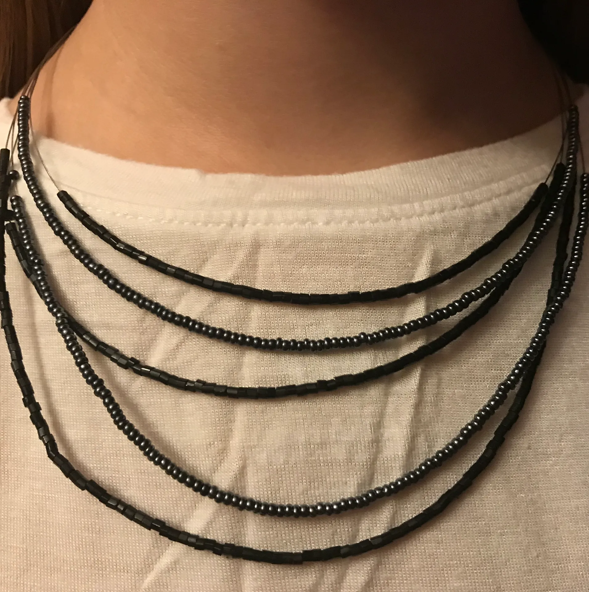 Handmade Black Multi-layer Beaded Necklace - Image 3