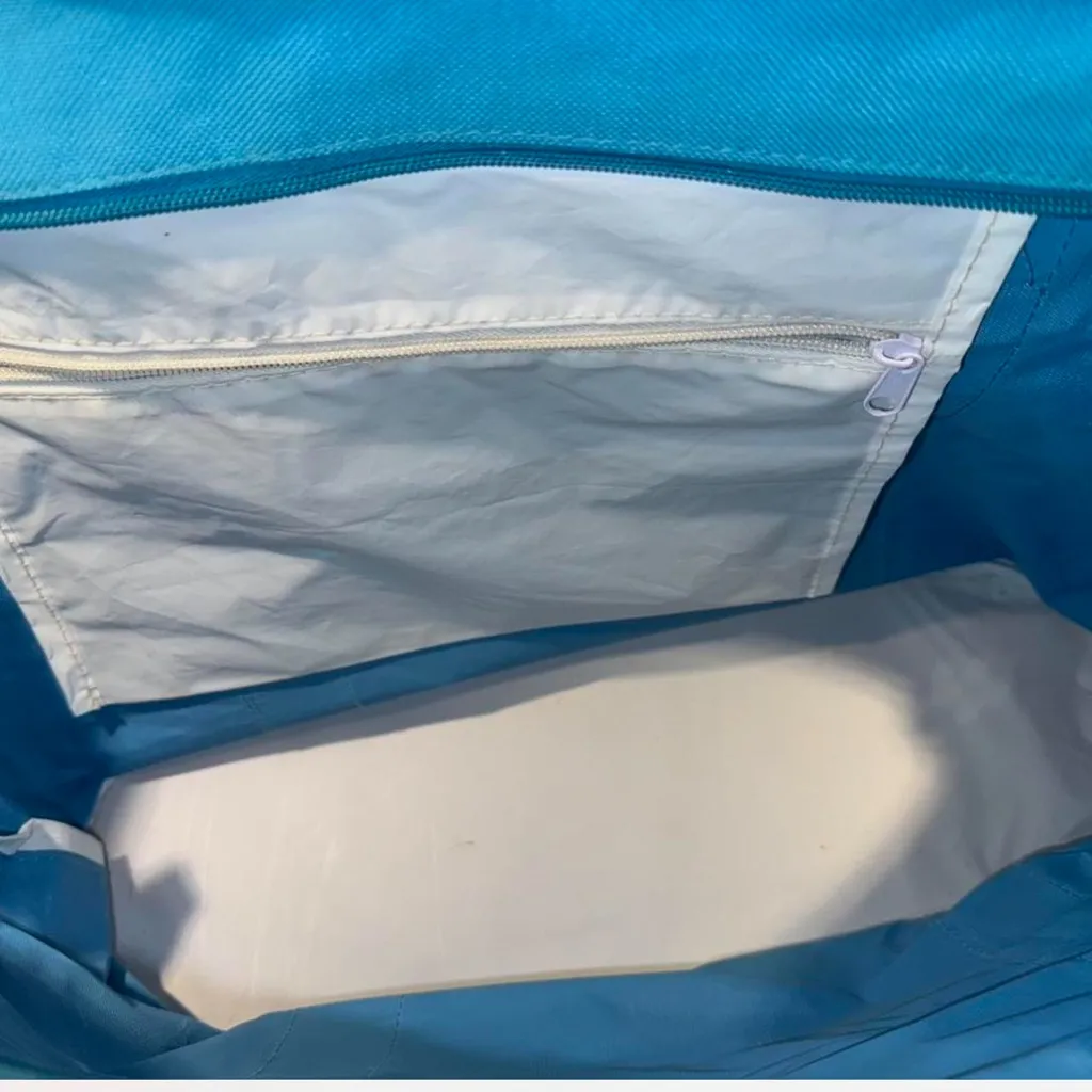 Colorful Cocktail Print Beach Tote Bag | Pink Handles | Large Summer Bag Blue - Image 3