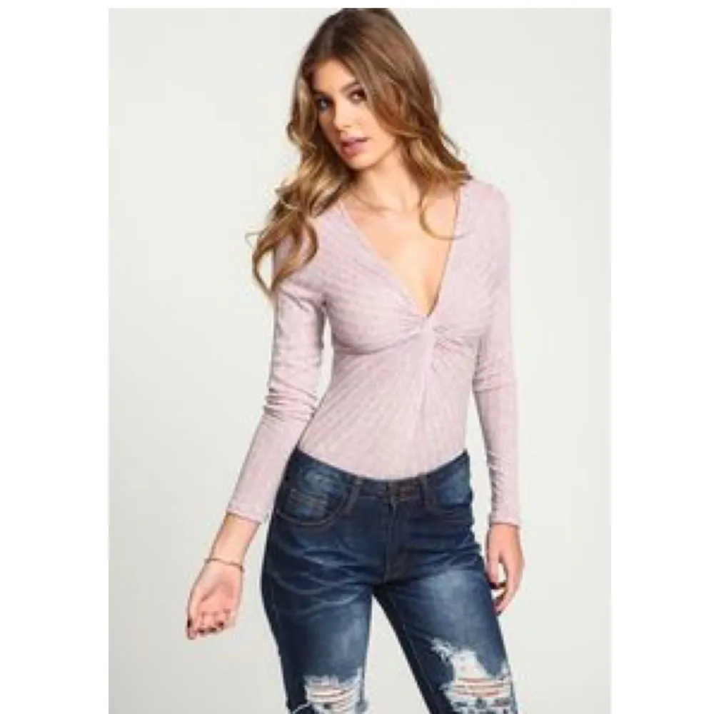 Love Culture Twist Front Long Sleeve Bodysuit - Image 3