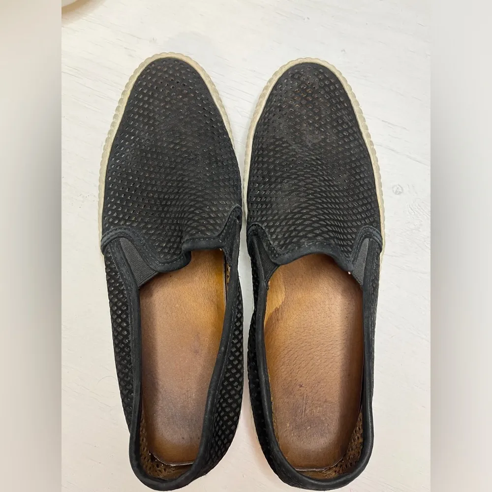 Frye Womens Camille Laser Cut Perforated Black Leather‎ Slip On Sz 6.5 - Image 4