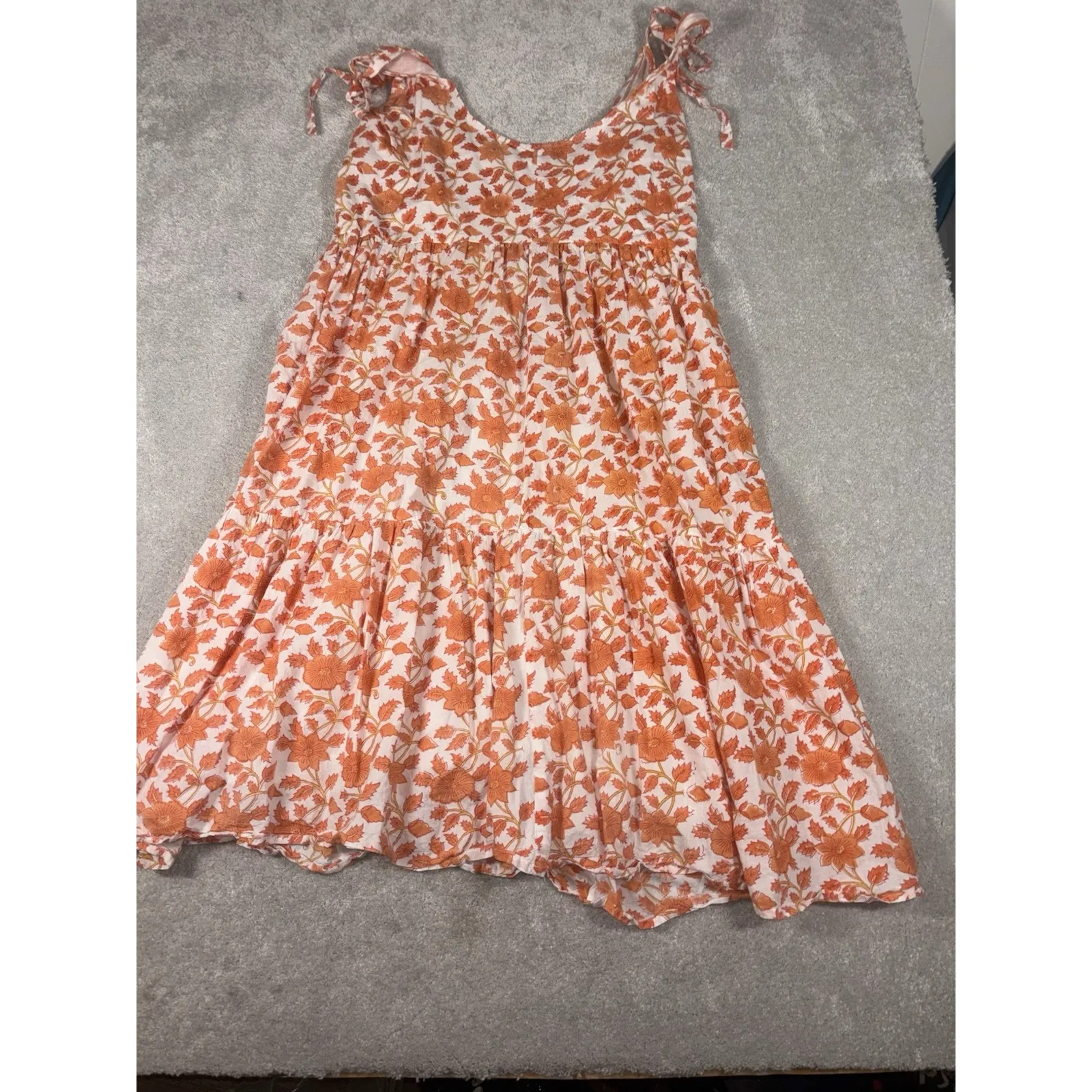 Victoria Dunn Dress Womens Size XxL Orange Floral Tiered Sleeveless Maxi - Image 10