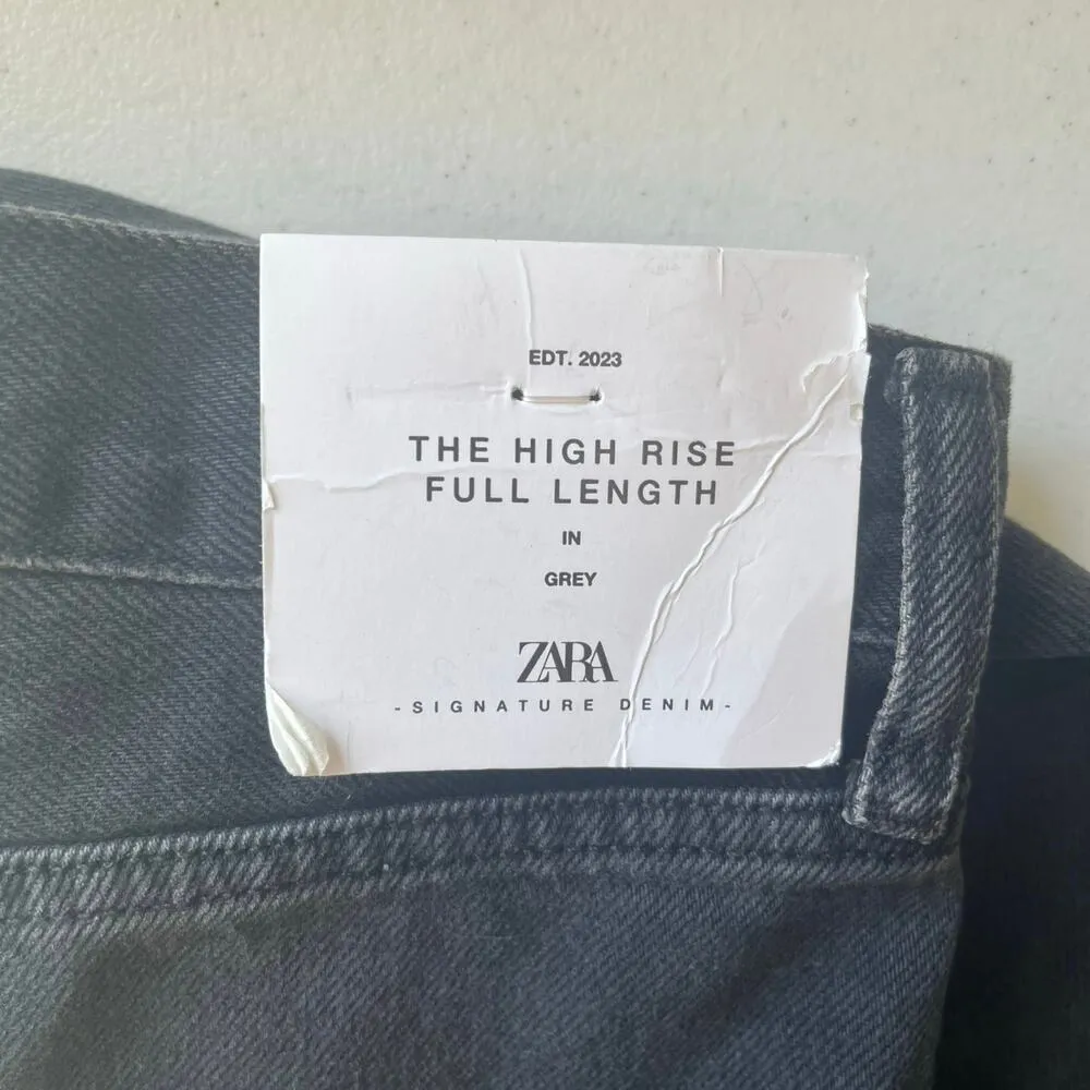 NWT! Zara Straight Leg Dark Gray High Rise Jean Size 4 - Image 12