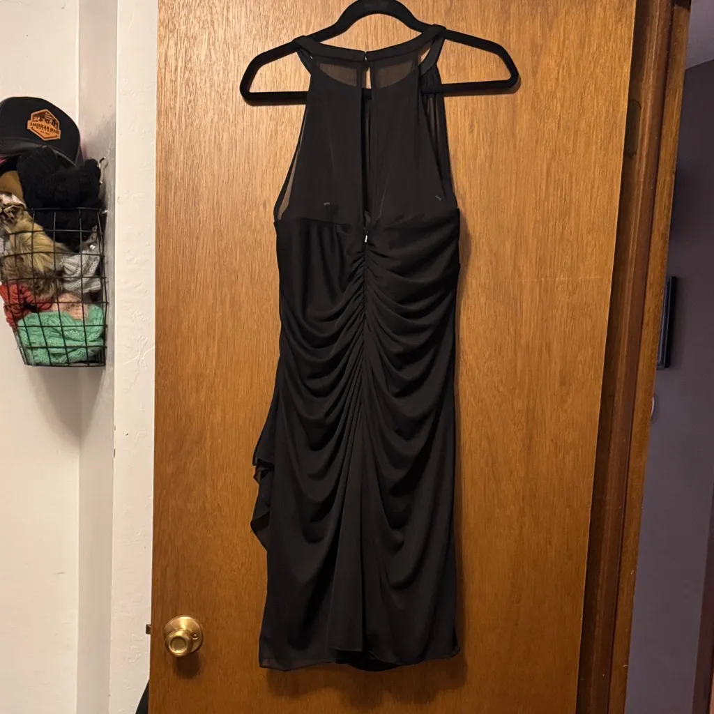 David's Bridal Elegant Black Halter Midi Dress - Image 7