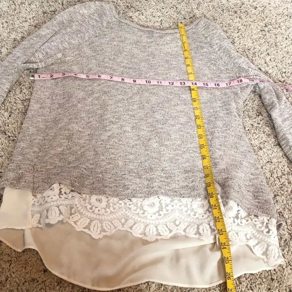 mm mm mm lace split back scoop neck pullover long sleeve knit sweater Size L - Image 3