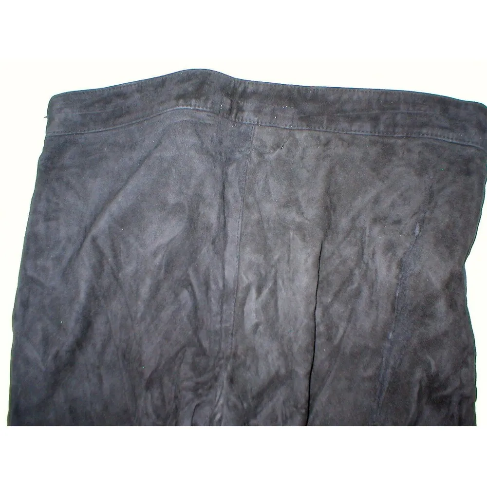 New Designer 8 Womens 44 Vintage De Luxe Leather Suede Pants Skinny Black Italy - Image 4