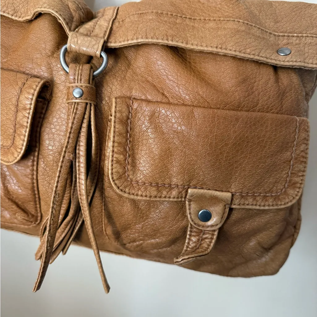 VTG 90's Converse One Star Distressed Beige Leather Tote Hobo Shoulder Bag RARE‎ - Image 9