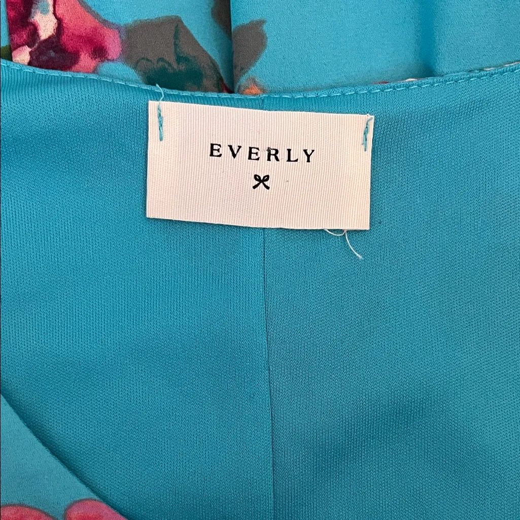 Everly Turquoise Blue and Pink Floral Sheath Sleeveless Mini Dress - Size Small - Image 14